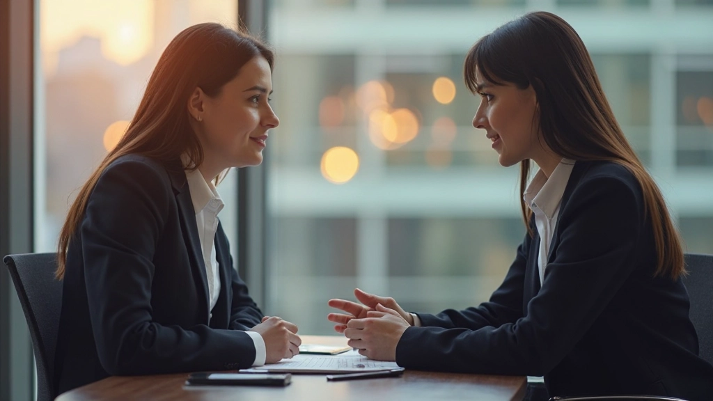 Два профессионала в деловой одежде обсуждают проект в офисе