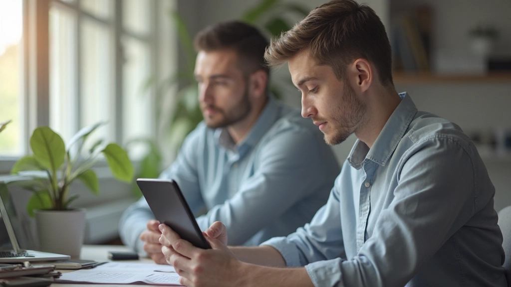 Молодой профессионал изучает онлайн-курс на планшете в домашнем офисе